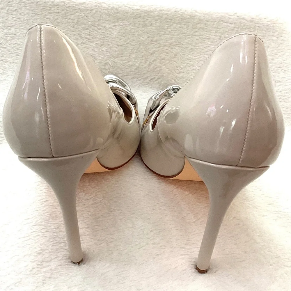 NUDE TAUPE STEVE MADDEN ZILDA DRESSY POINTED TOE HIGH HEEL SHOE Sz 6.5 - Picture 15 of 16